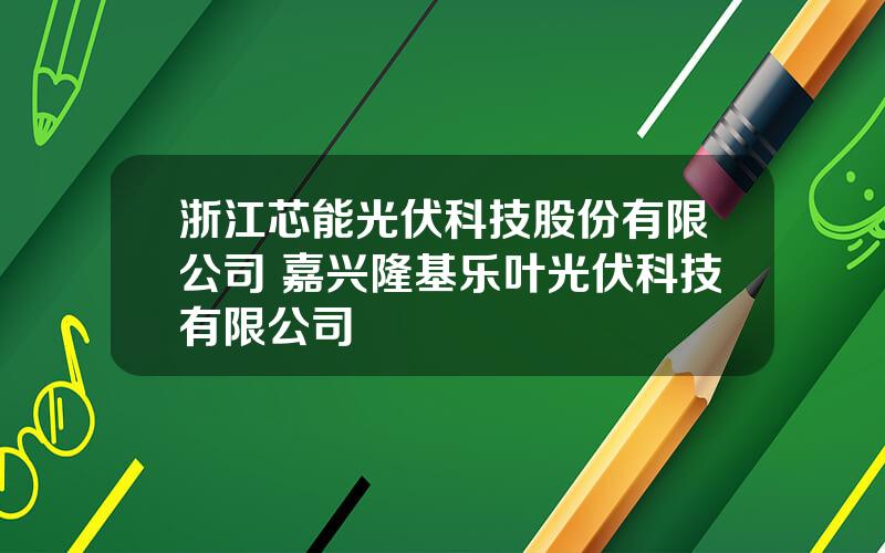 浙江芯能光伏科技股份有限公司 嘉兴隆基乐叶光伏科技有限公司